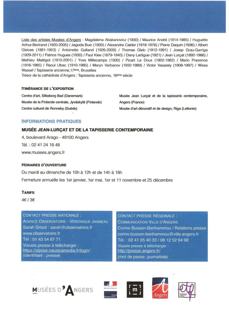 Communication de presse — Angers, 2014